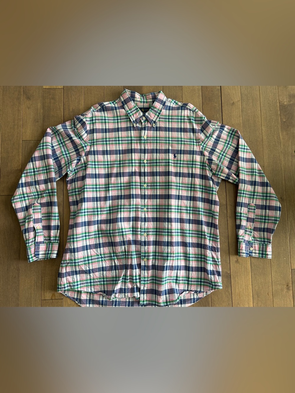 Ralph Lauren Pink, Green & Blue Plaid Button-Down Shirt XXL